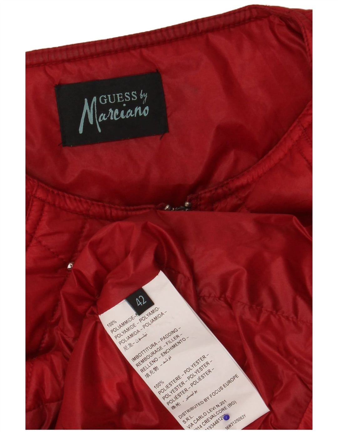Guess By Marciano Ženska prošivena jakna IT 42 Srednje crveno točkasti poliamid