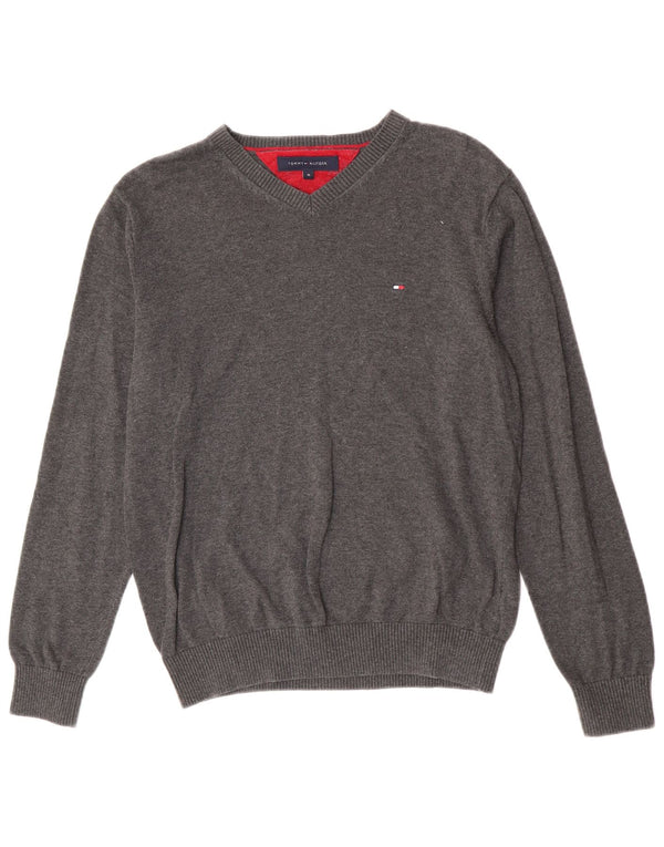 Tommy Hilfiger muški džemper s V-izrezom, srednje sivi pamuk