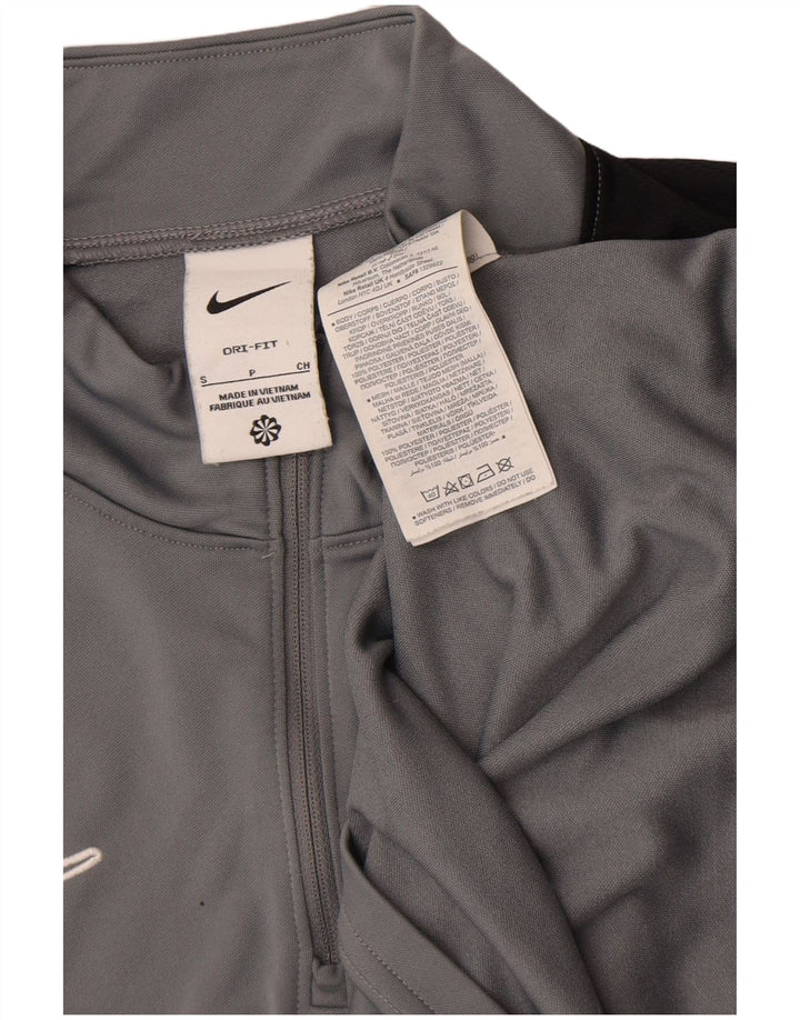 Nike Dri Fit majica s izrezom i dugim rukavima s patentnim zatvaračem, mali sivi poliester