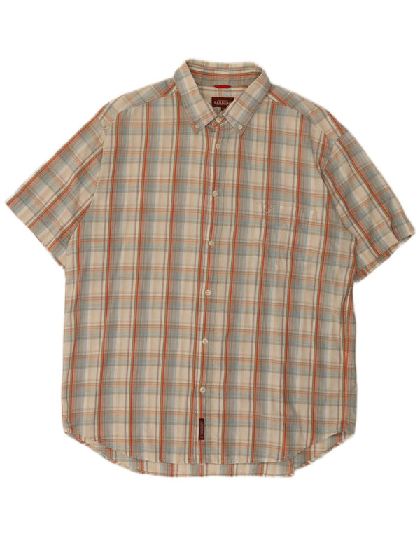 Carrera muška košulja kratkih rukava 2XL bež karirani pamuk