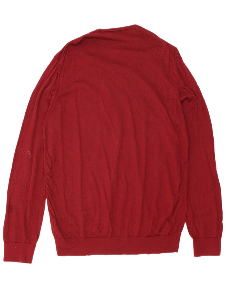 MARKS & SPENCER muški džemper s V-izrezom 2XL crvena merino vuna