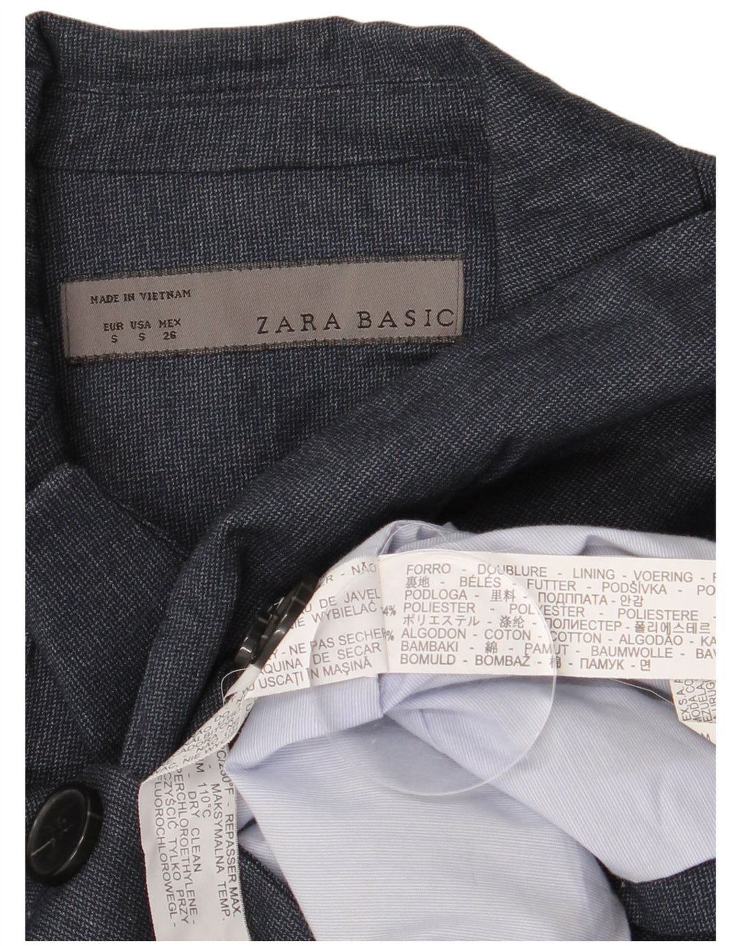 Zara ženski sako sa 1 gumbom UK 10 Mali tamnoplavi poliester