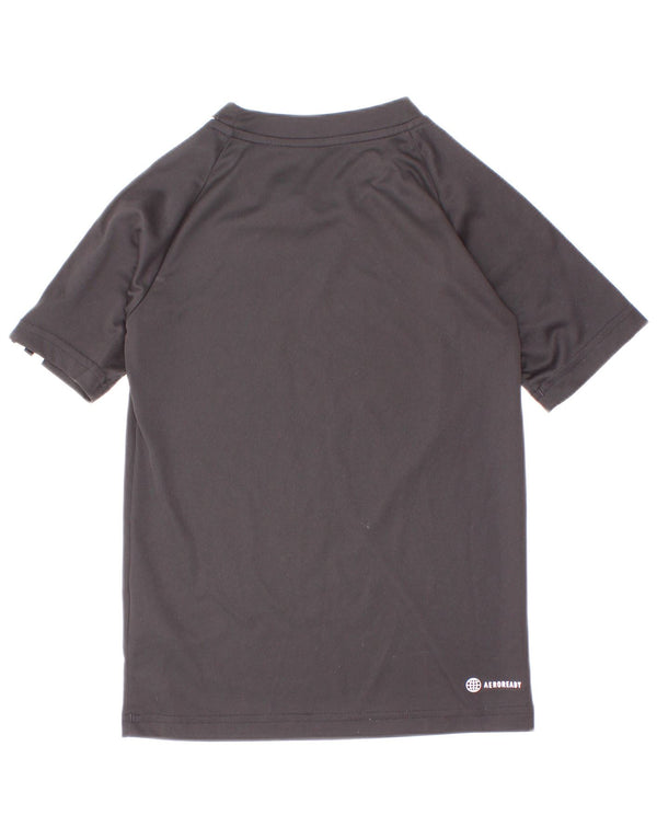 Adidas Boys Aeroready T-Shirt Top 7-8 Years Black Poliester