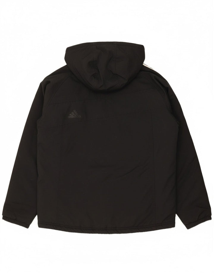 ADIDAS Mens Hooded Padded Jacket UK 36 Small Black Polyester