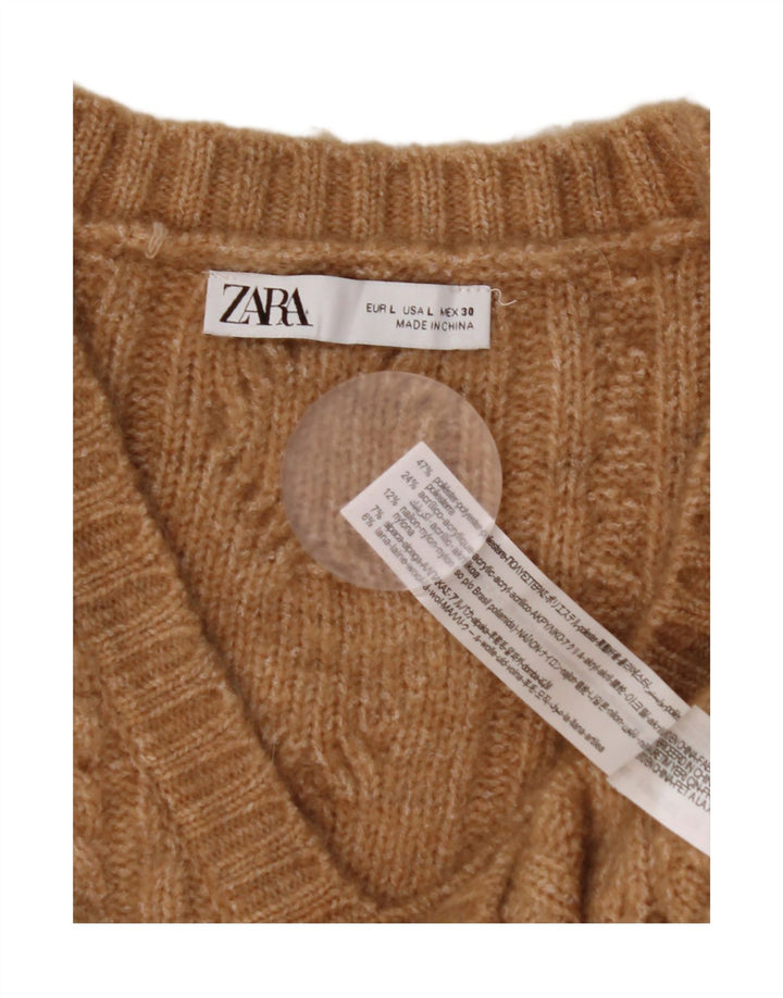 Zara ženski kratki prsluk bez rukava UK 16 veliki smeđi poliester