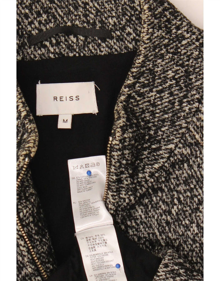 Reiss Mens Bomber Jacket UK 38 Medium Grey Flected Cotton