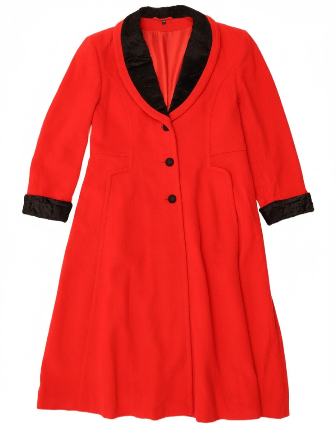 VINTAGE Womens Overcoat EU 42 Large Red Wool