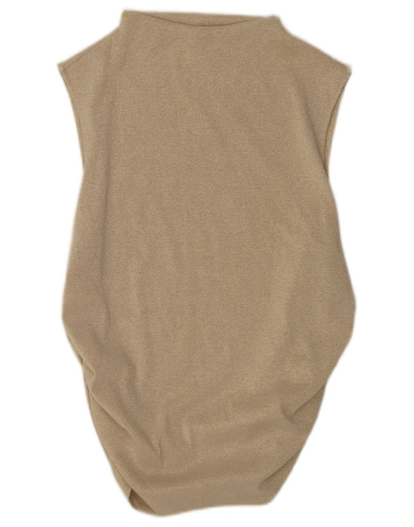 Marks & Spencer Womens Sleeveless Blouse Top UK 18 XL Beige Flecked Viscose