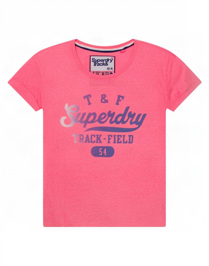 Superdry ženska majica kratkih rukava s grafičkim motivima UK 14 srednje ružičasti flekasti poliester