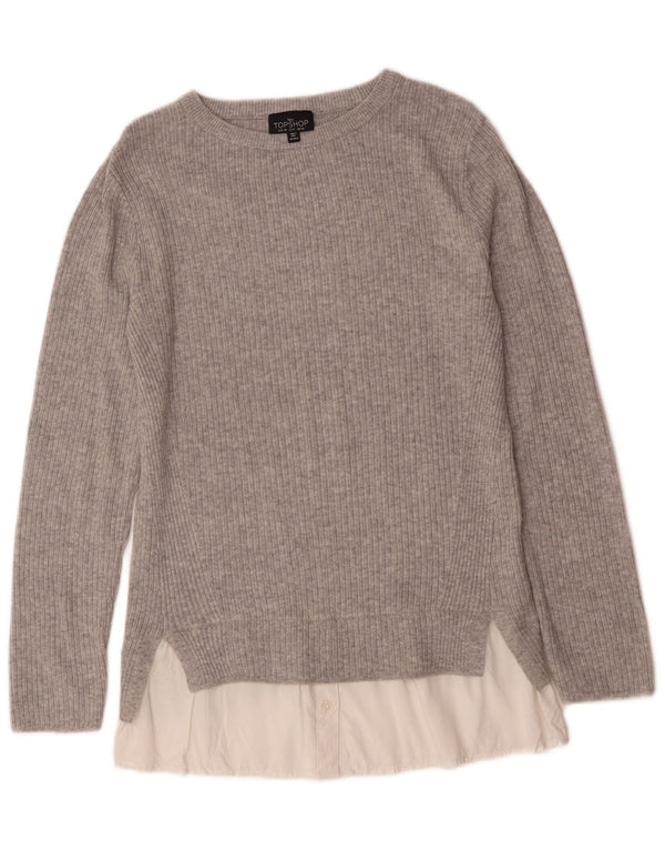 Topshop ženski pulover s visokim izrezom UK 10 Small Gray Colourblock