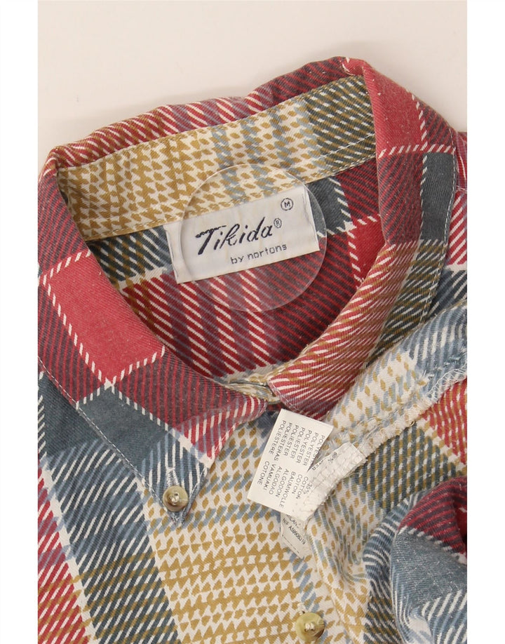 TIKIDA Womens Oversized Flannel Shirt UK 14 Medium Red Check Polyester Vintage TIKIDA and Second-Hand TIKIDA from Messina Hembry 
