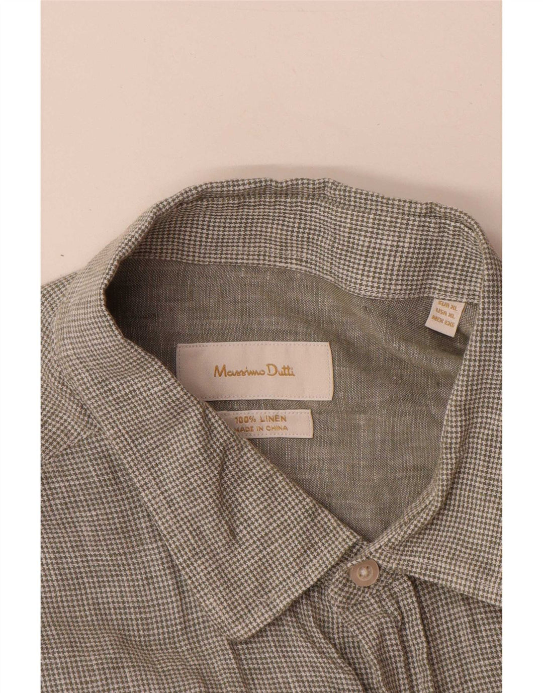 Massimo Dutti muška košulja XL Green Houndstooth lan