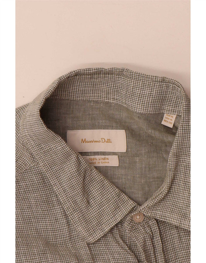 Massimo Dutti muška košulja XL Green Houndstooth lan