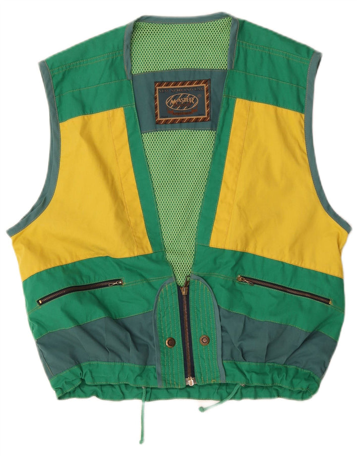 Master Mens Gilet UK 40 Large Green Colourblock Pamuk
