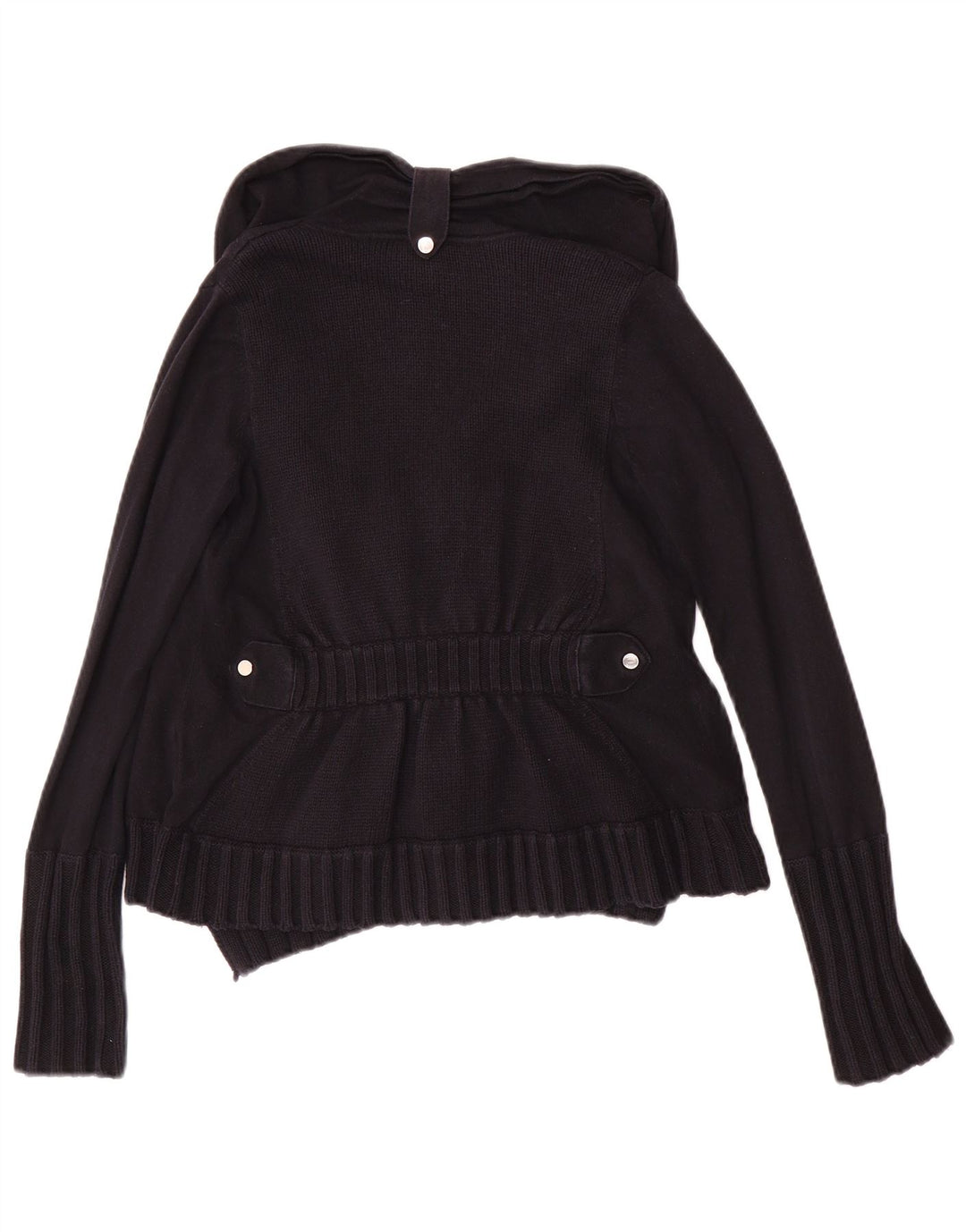 KAREN MILLEN Ženski otvoreni kardigan pulover UK 2 2XS crni pamuk