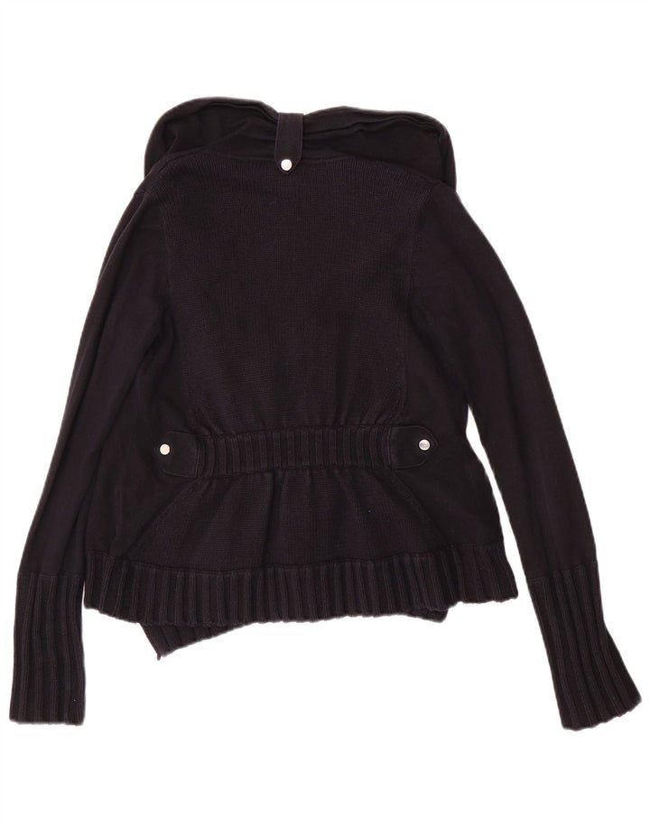 KAREN MILLEN Ženski otvoreni kardigan pulover UK 2 2XS crni pamuk