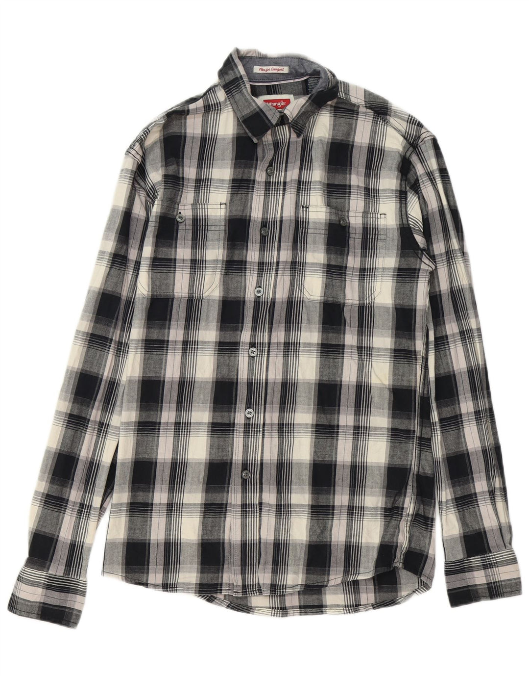 WRANGLER Mens Flannel Shirt Small Black Check Cotton