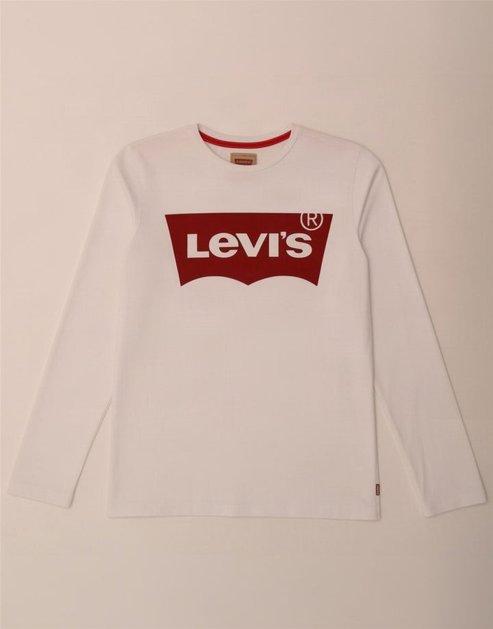 Levi's Boys majica dugih rukava s grafikama, 15-16 godina, bijeli pamuk