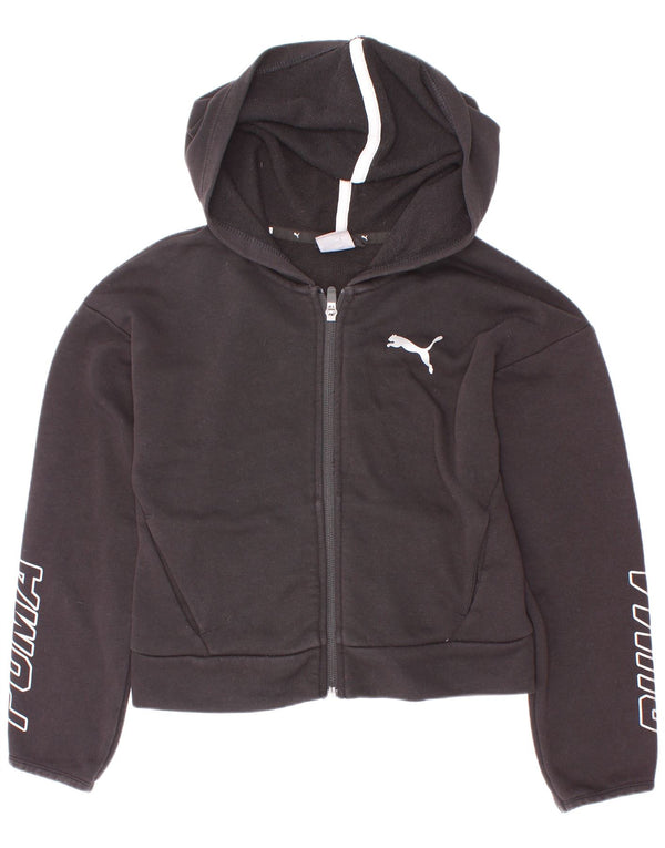 Puma Girls Graphic Zip pulover s kapuljačom 9-10 godina crni pamuk