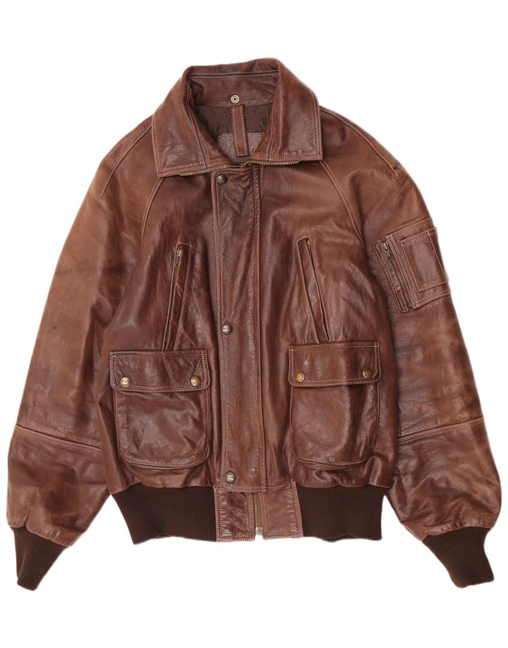 Vintage muška kožna bomber jakna IT 52 2XL smeđa