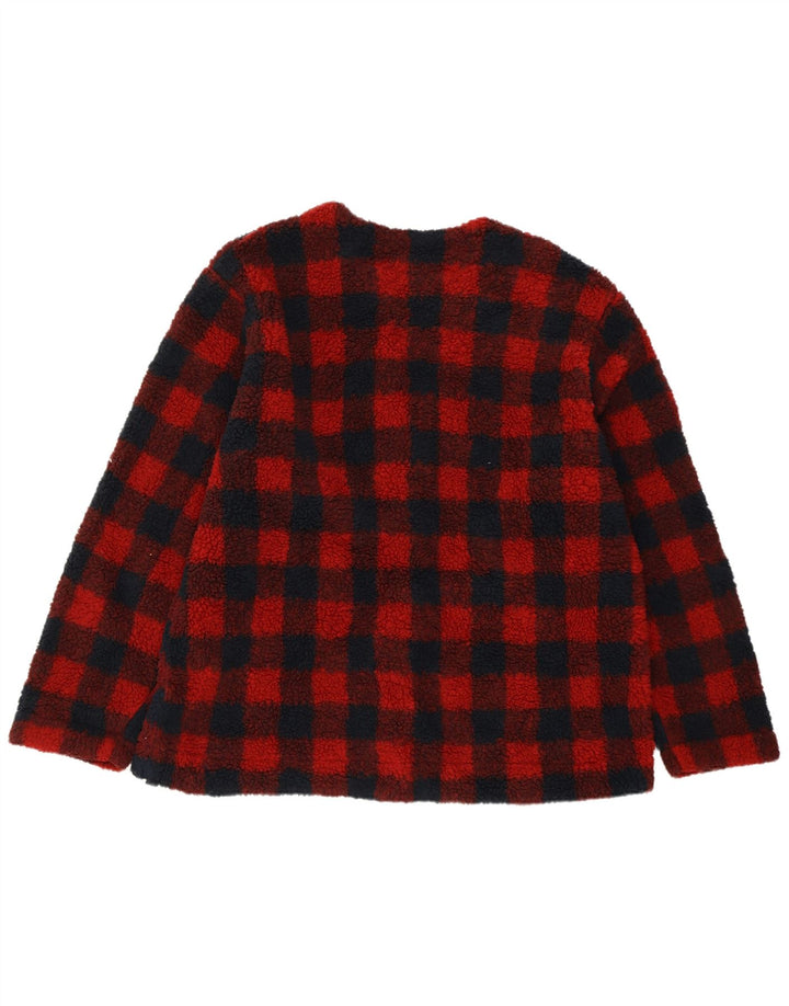 Prevelika ženska jakna od flisa LEE UK 18 XL, crveni karirani poliester