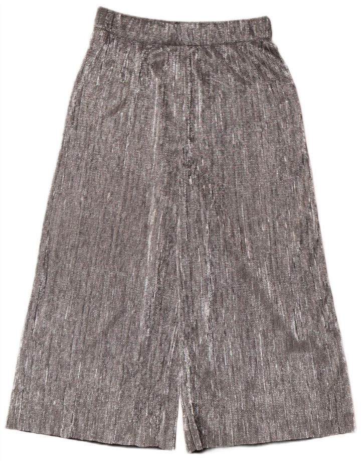 ZARA ženske kapri hlače širokih nogavica XS W24 L20 srebrni poliester