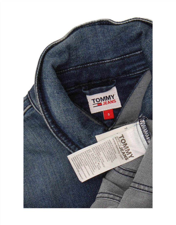 TOMMY HILFIGER Womens Crop Denim Jacket UK 10 Small Blue Cotton