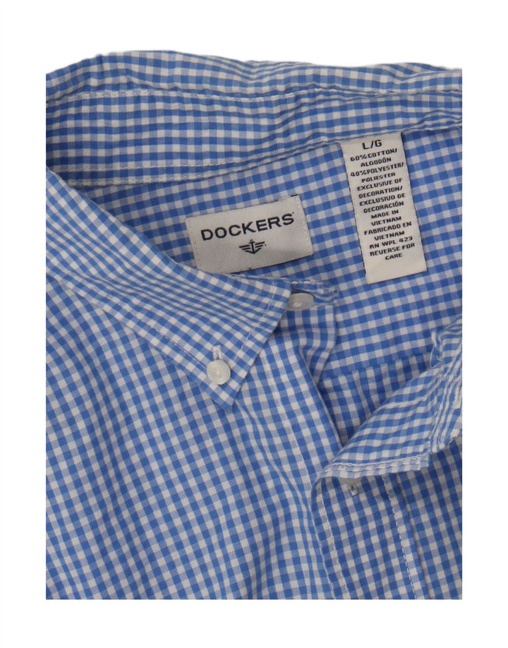 DOCKERS Mens Shirt Large Blue Gingham Cotton Vintage Dockers and Second-Hand Dockers from Messina Hembry 