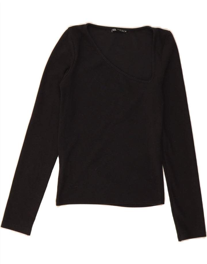 ZARA Womens Top Long Sleeve UK 10 Small Black Vintage Zara and Second-Hand Zara from Messina Hembry 