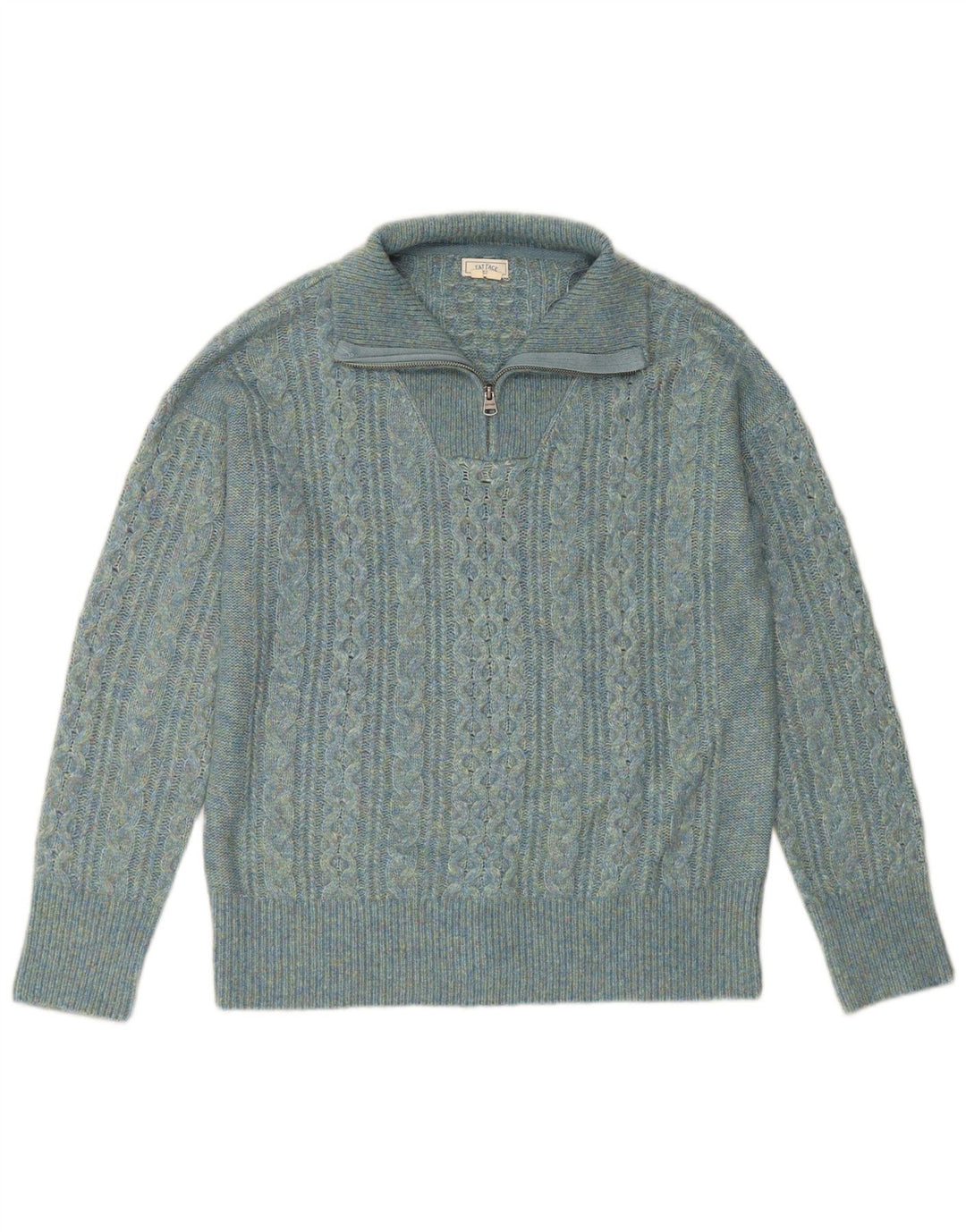 FAT FACE Ženski pulover s izrezom i patentnim zatvaračem UK 14 Veliki tirkizni najlon