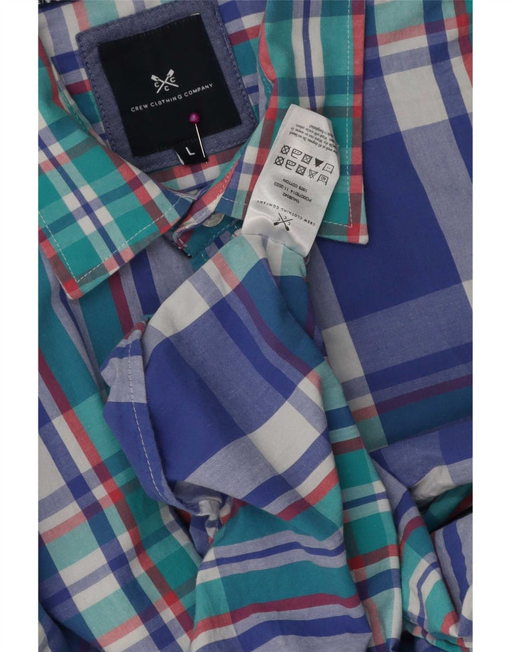 Crew Clothing Muška pamučna majica kratkih rukava, veliki plavi karirani komad