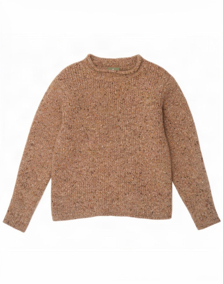 Aran ženski veliki džemper s kornjačastim ovratnikom UK 10 Small Beige Flecked