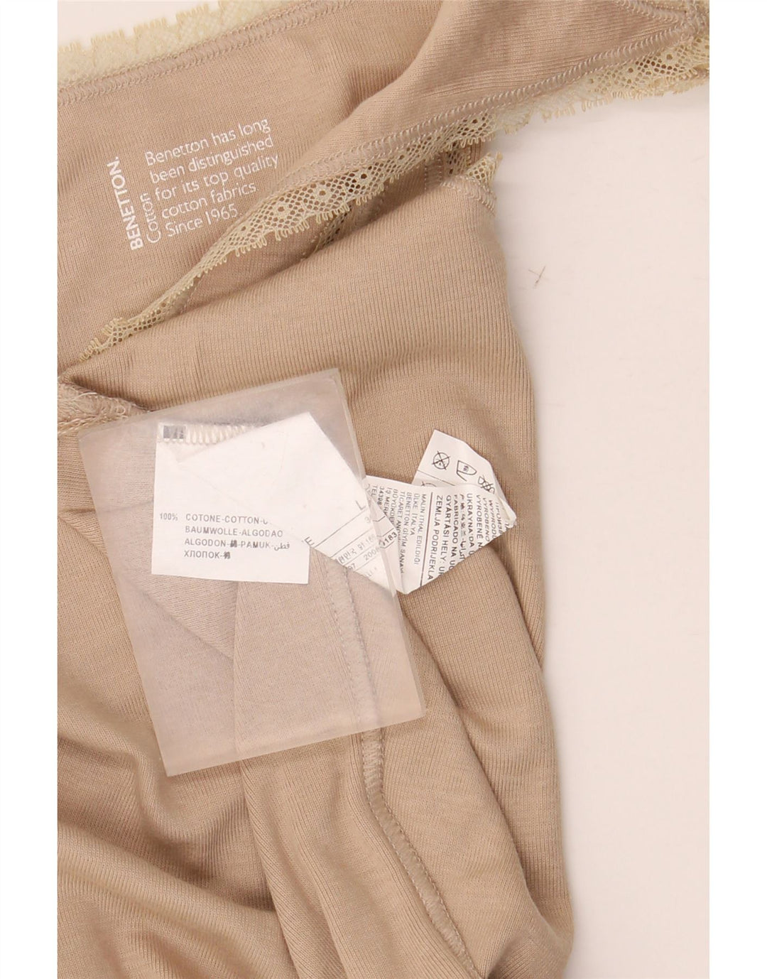 BENETTON Ženski Cami Top UK 14 Veliki bež cvjetni pamuk