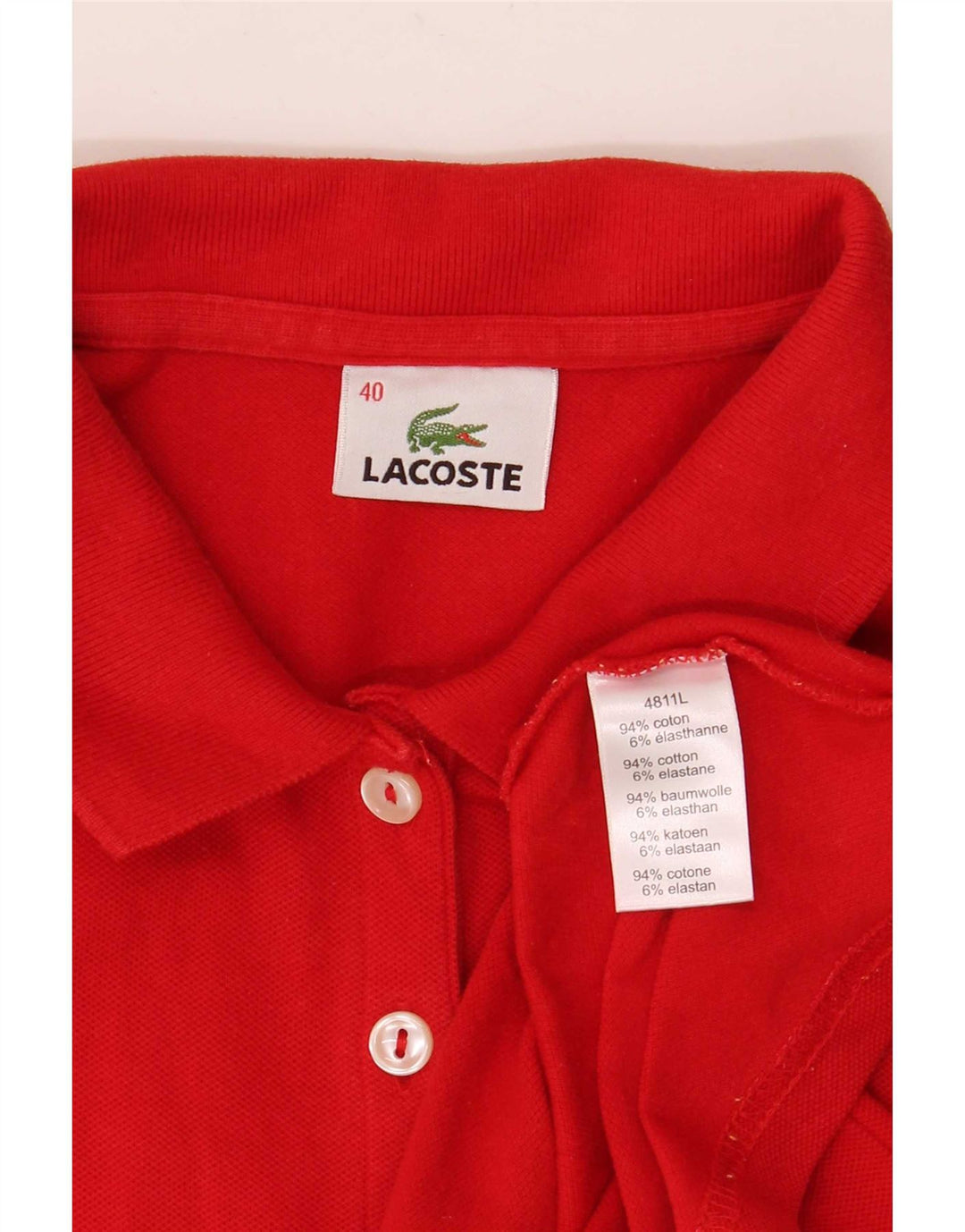 Lacoste ženska polo majica veličine 40 srednje crvene pamučne boje