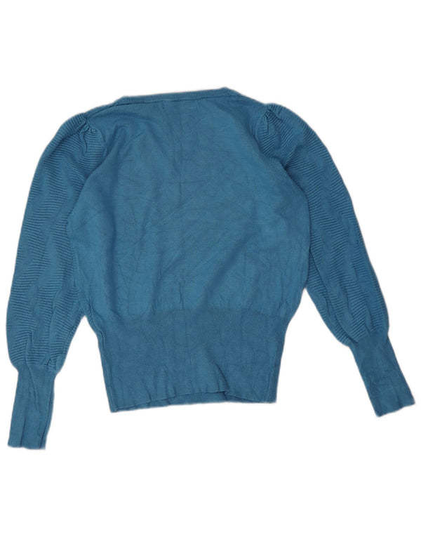 Marks & Spencer ženski džemper s veznim izrezom UK 10 Small Blue Chevron