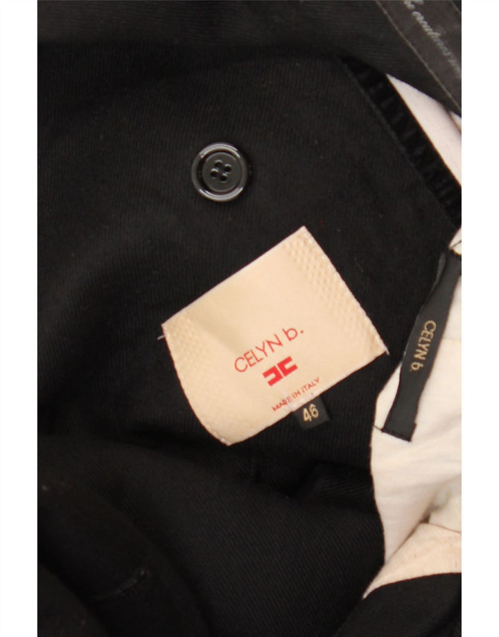 ELISABETTA FRANCHI Ženski Celyn B Pea Coat IT 46 Large Black Virgin Wool