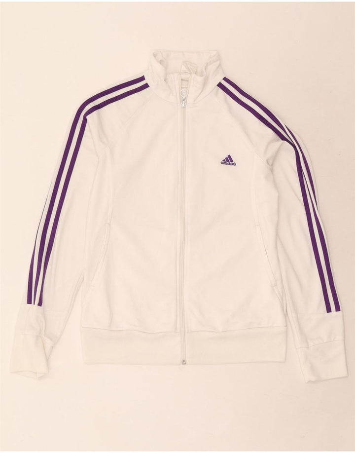 Adidas ženska gornja jakna trenirke UK 12/14 Srednji bijeli poliester