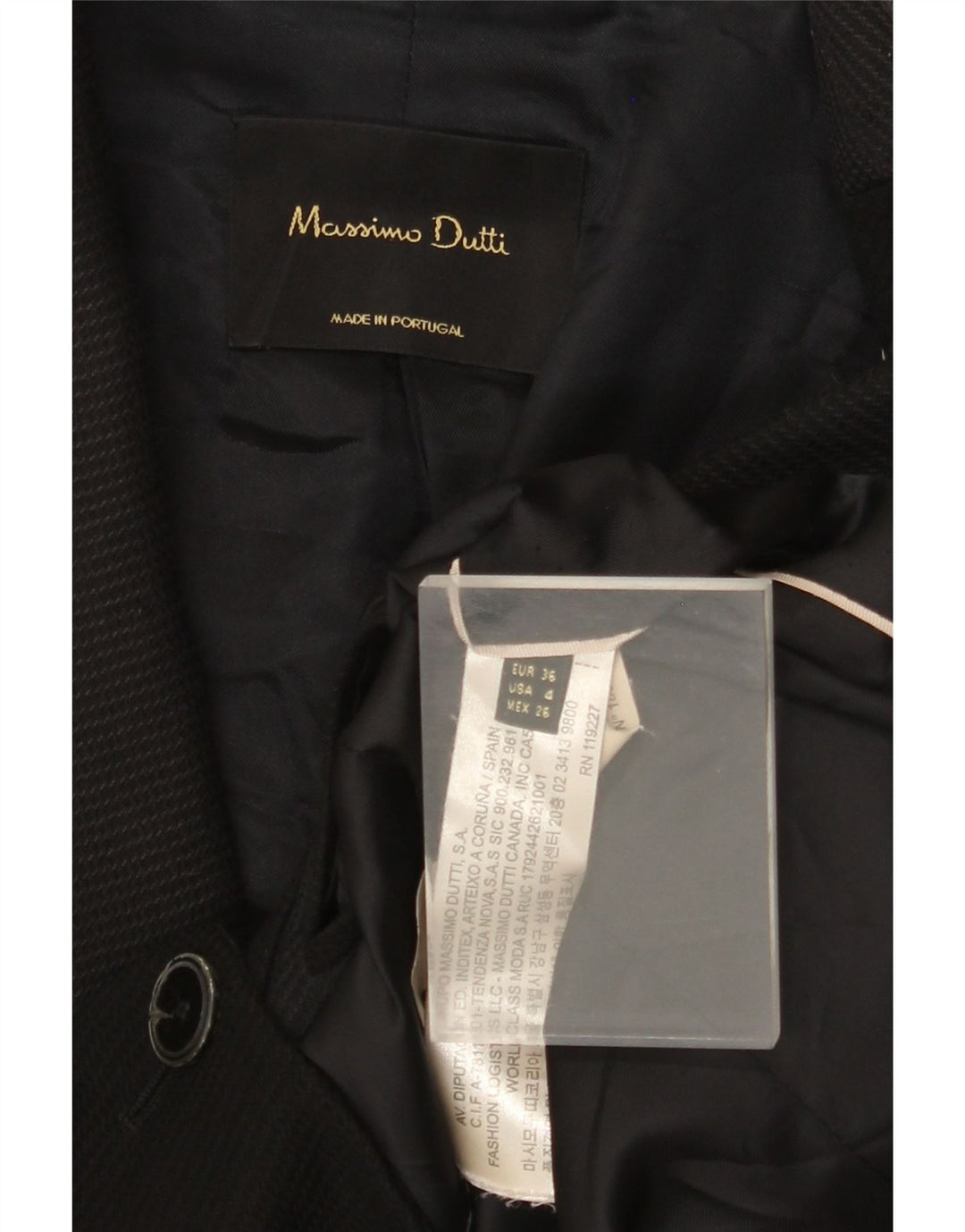 MASSIMO DUTTI Ženska jakna sa 1 dugmetom EU 36 XS crna vuna