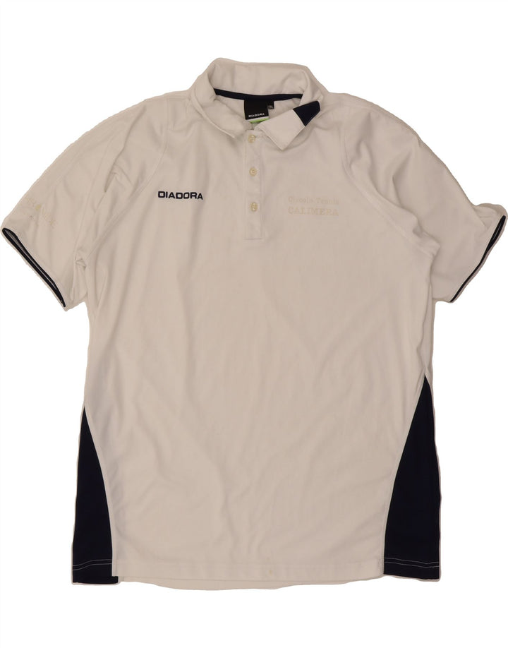 DIADORA Mens Polo Shirt 2XL White Colourblock Polyester Vintage Diadora and Second-Hand Diadora from Messina Hembry 