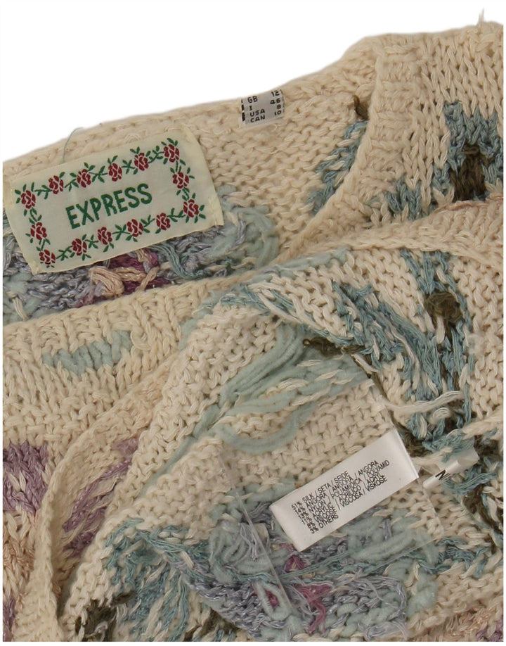 Express ženski džemper s okruglim izrezom UK 12 srednje bež cvjetne svile