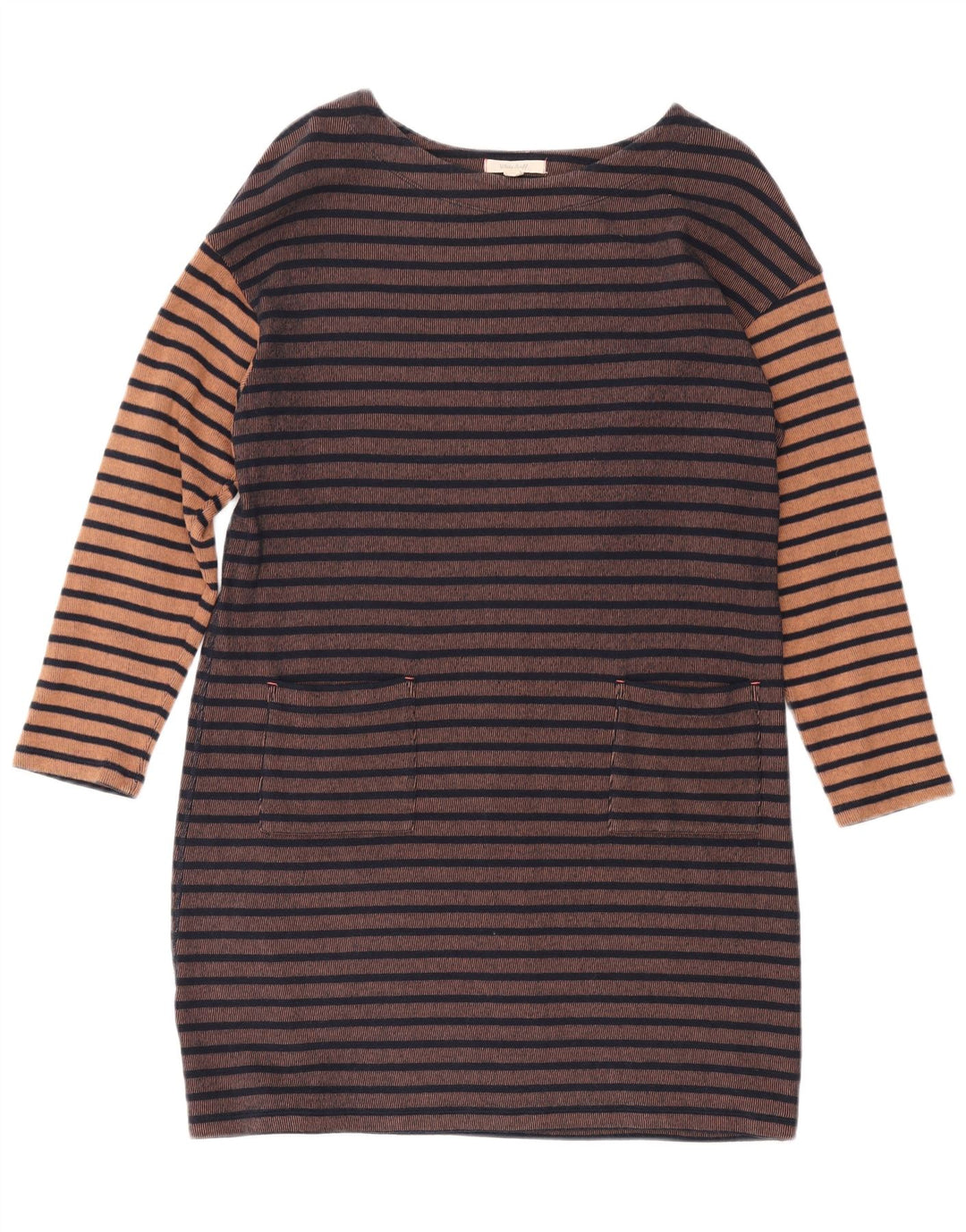 WHITE STUFF Ženska plašt haljina dugih rukava UK 14 Velike smeđe pruge