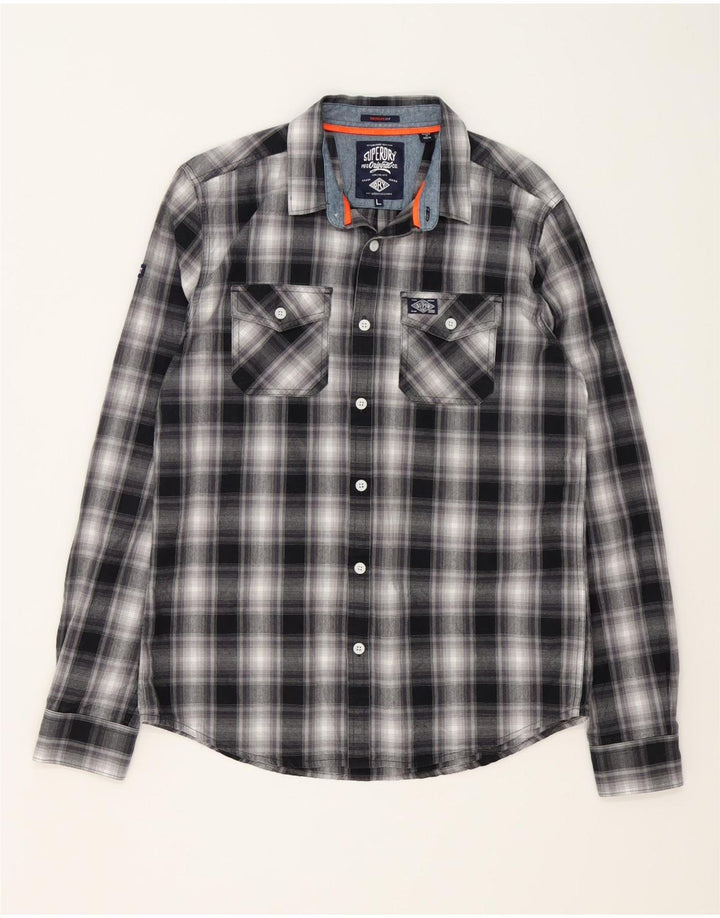 SUPERDRY muška košulja velika crna karirana pamuk