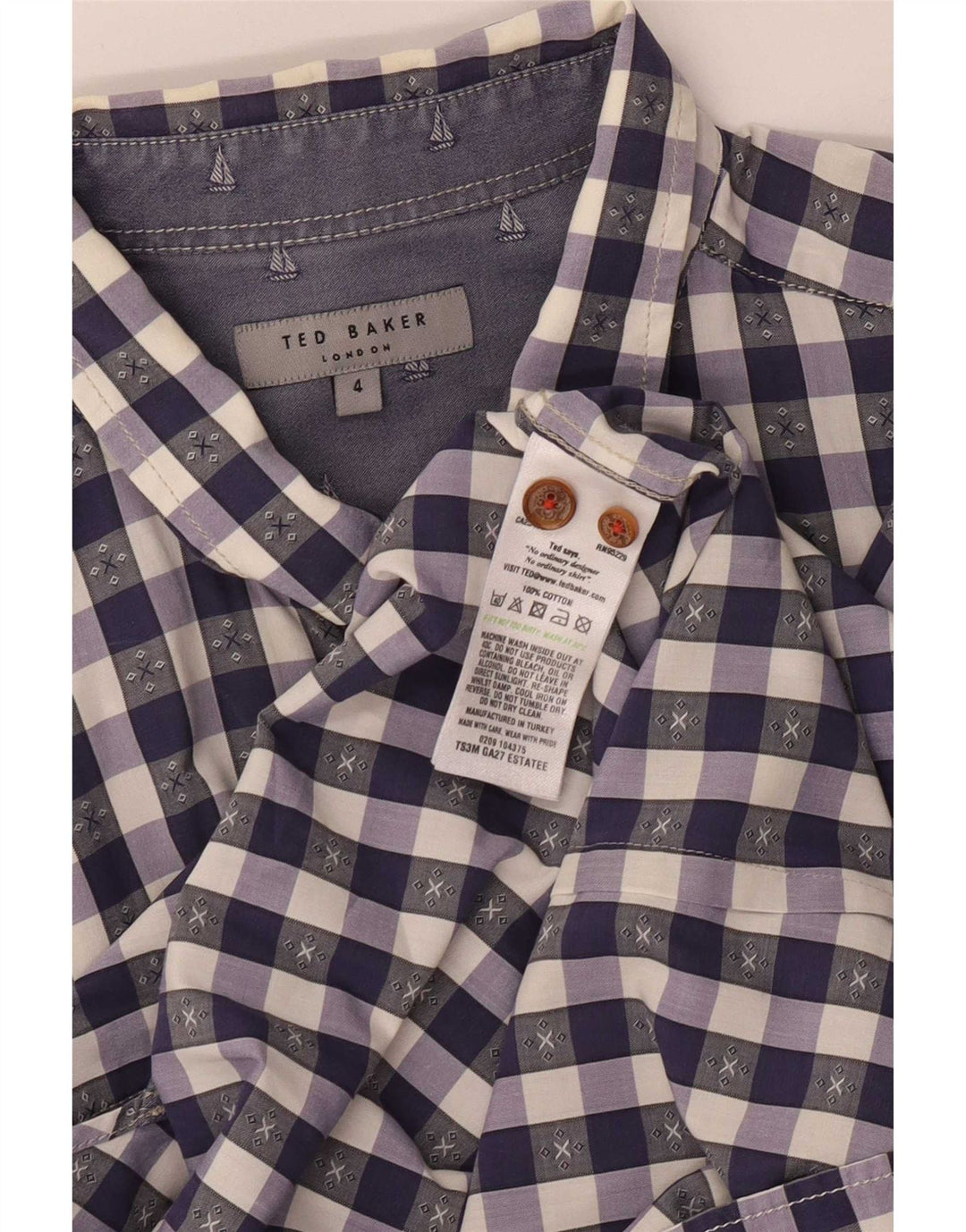 Ted Baker muška košulja veličine 4 veliki ljubičasti pamuk od ginghama