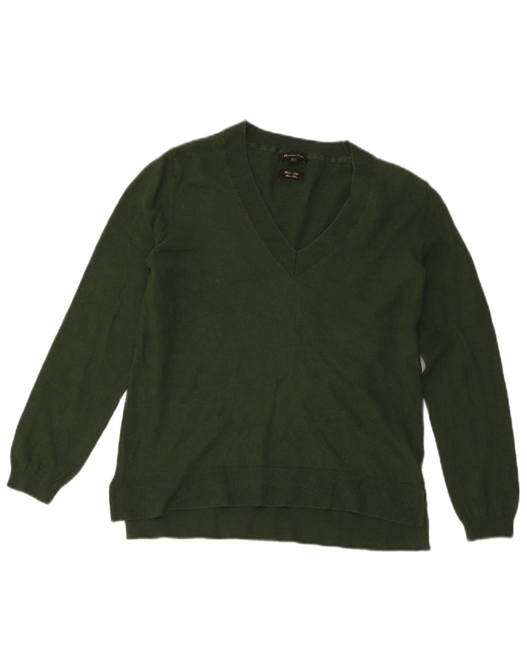 Ženski džemper s V-izrezom Massimo Dutti UK 14 veliki zeleni