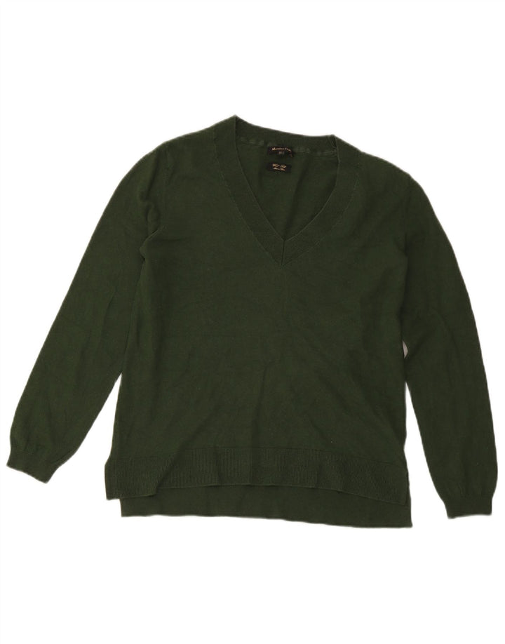Ženski džemper s V-izrezom Massimo Dutti UK 14 veliki zeleni