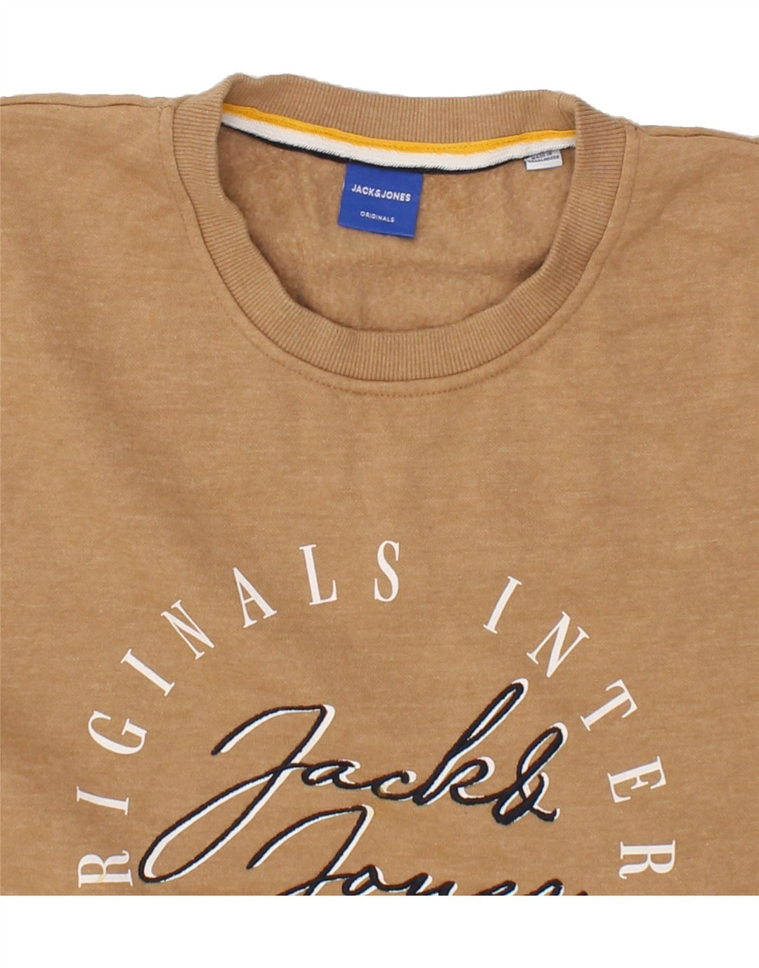 JACK & JONES Mens Graphic Sweatshirt Jumper XL Brown Cotton Vintage Jack & Jones and Second-Hand Jack & Jones from Messina Hembry 