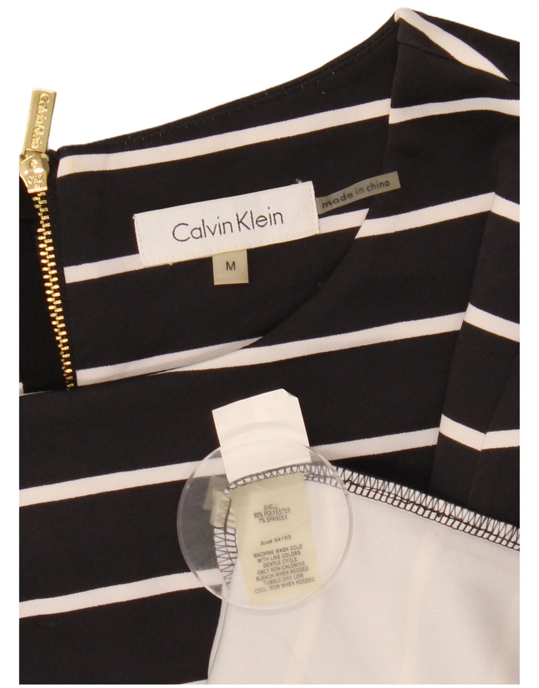 CALVIN KLEIN Ženska majica s 3/4 rukavima UK 14 srednje crne pruge od poliestera
