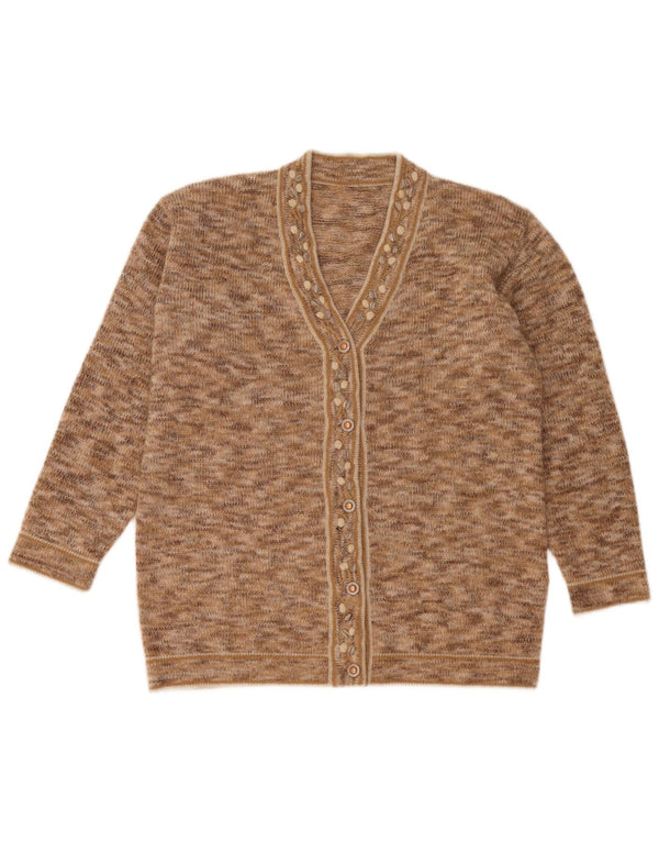 Vintage ženski kardigan džemper IT 48 XL od smeđeg pjegavog mohera