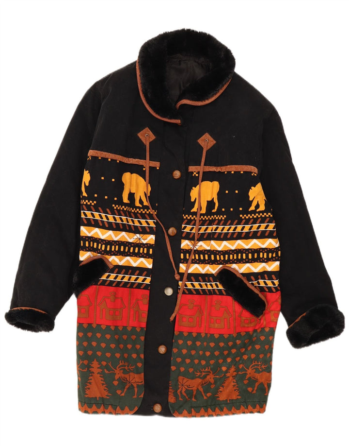 Novi brzi ženski kaput UK 16 Large Black Fair Isle