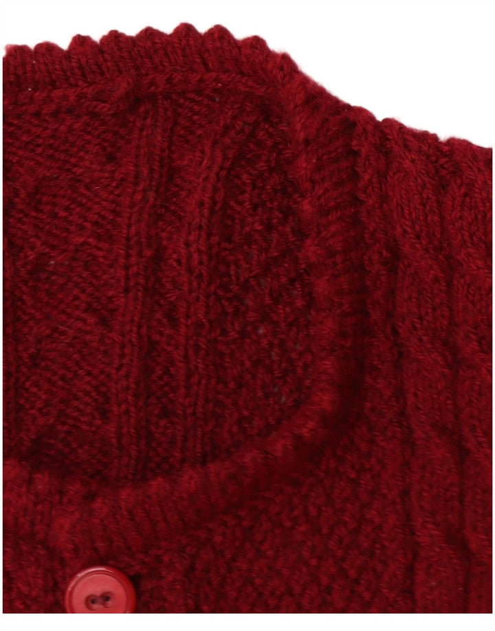 VINTAGE ženski kardigan pulover UK 14 Veliki tamnocrveni